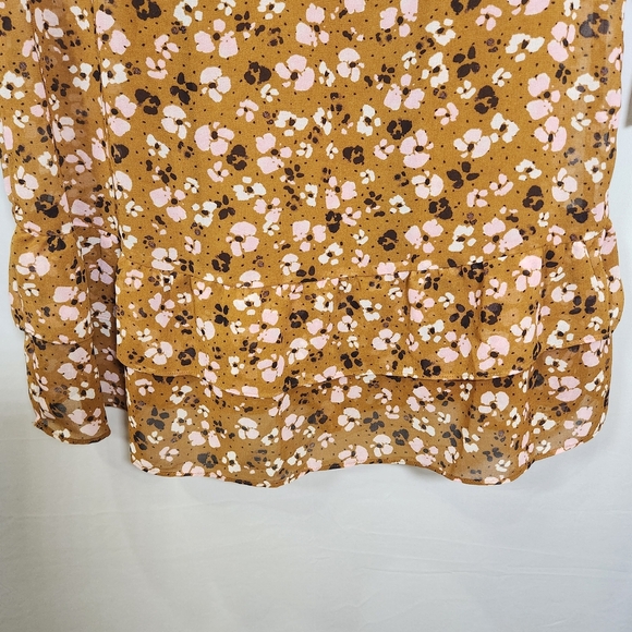 Who What Wear/bohemia Ruffles Long Sleeve Dress in Brown and Pink Floral - Picture 3 of 16